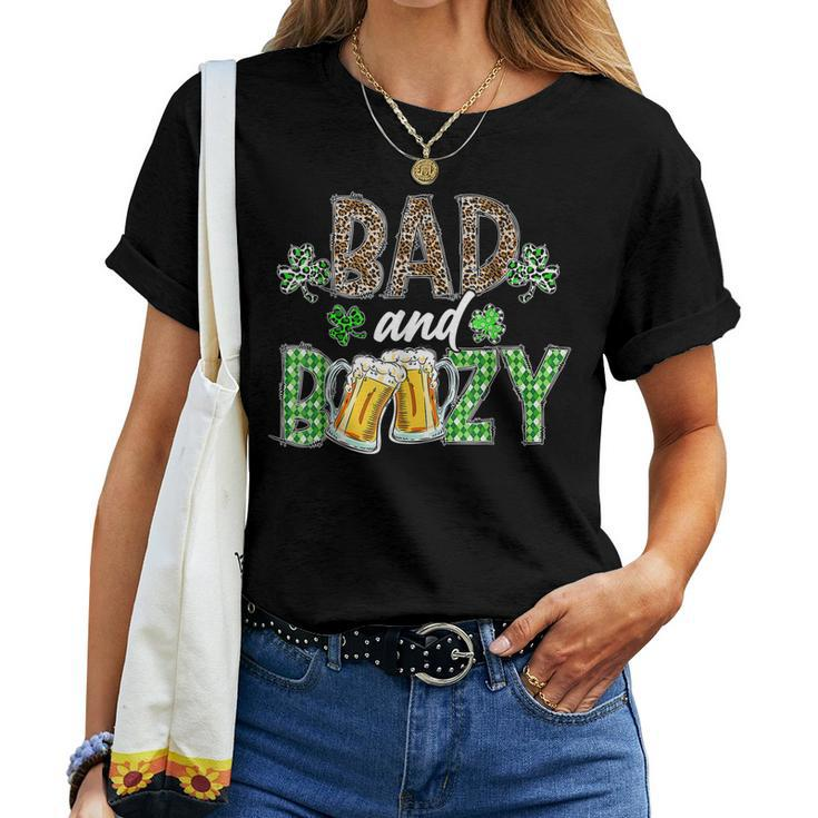 Leopard St Patricks Day Bad And Boozy Beer Drinking Irish Women T-shirt