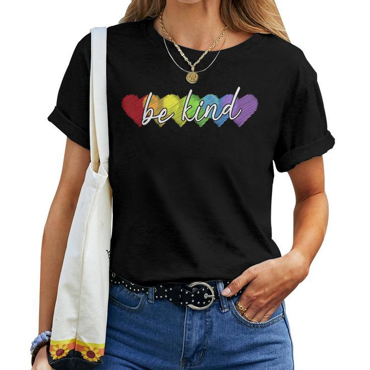 Lgbt Be Kind Gay Pride Lgbt Ally Rainbow Flag Retro Vintage Women T-shirt