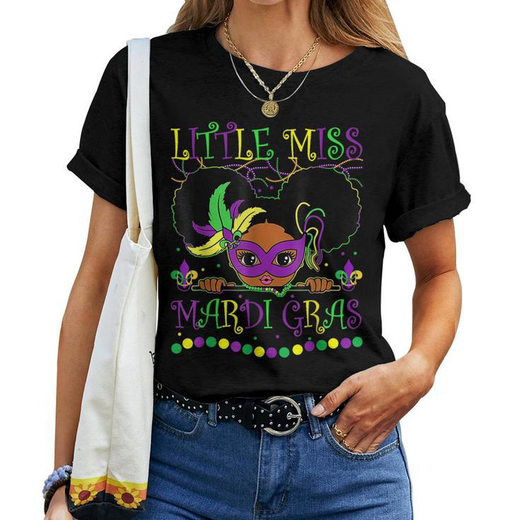 Little Miss Beads Mardi Gras Parade Cute Black Girl Princess Women T-shirt