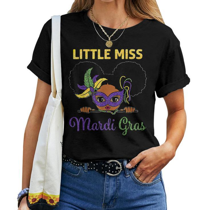Little Miss Mardi Gras Face Melanin Kids Toddler Women T-shirt