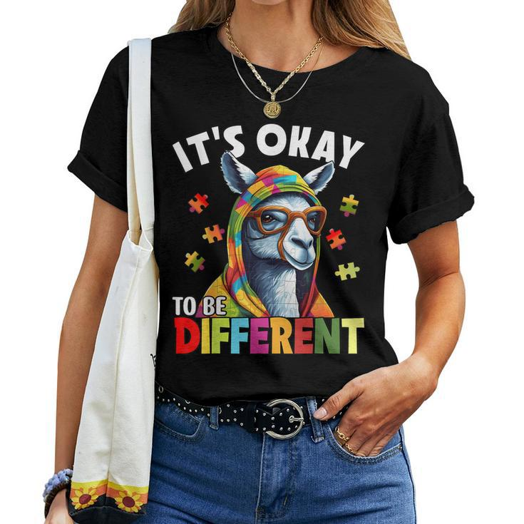 Llama Autism Kids Boys Girls Its Ok To Be Different Puzzle Women T-shirt