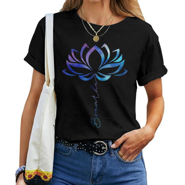 Lotus Flower Yoga Breathe Meditation Peace Love Women T-shirt
