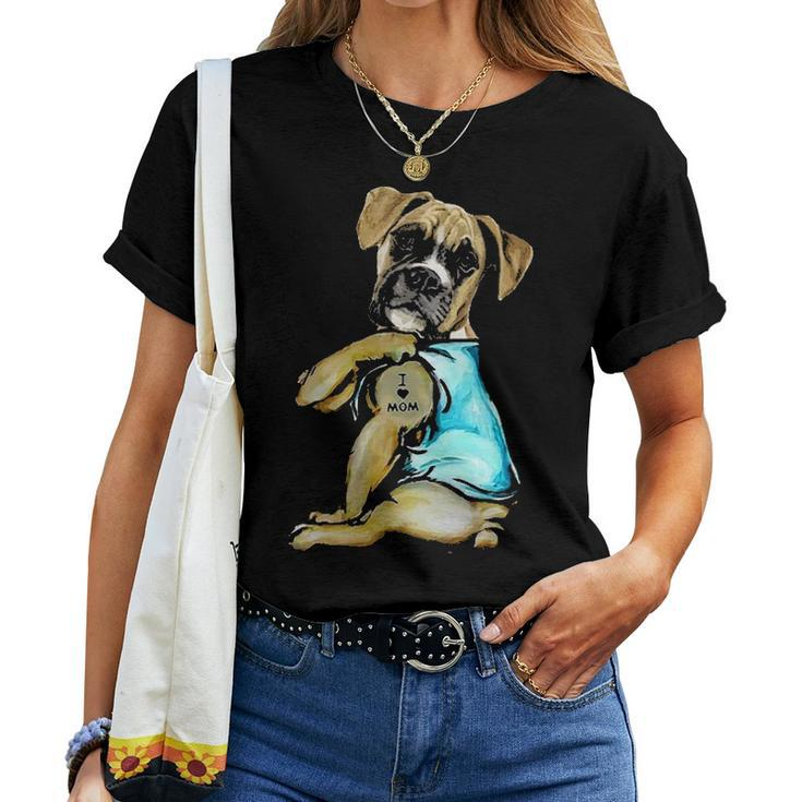 I Love Mom Funny Boxer Tattooed Women T-shirt