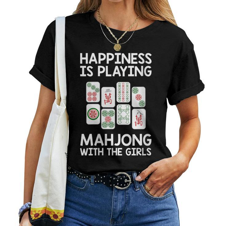 Womens Mahjong Cool Happiness Is Playing Mahjong Girls Women T-shirt