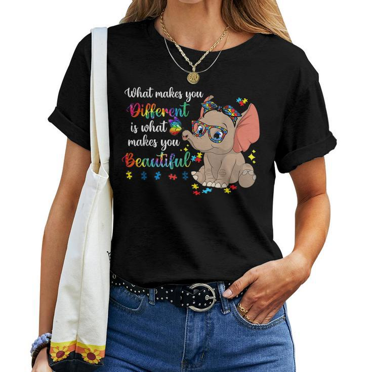 What Makes You Different Autism Awareness Kids Elephant Mom Women T-shirt