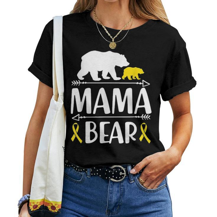 Mama Bear Childhood Cancer Awareness Gift Mom Of A Warrior Women T-shirt