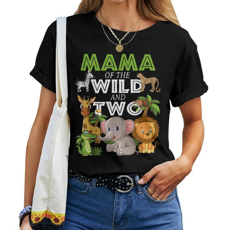Mama Of The Wild Two Zoo Birthday Safari Jungle Animal Women T-shirt