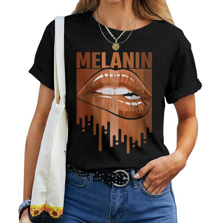 Melanin Lips Black History Month Afro African Pride Women Women T-shirt