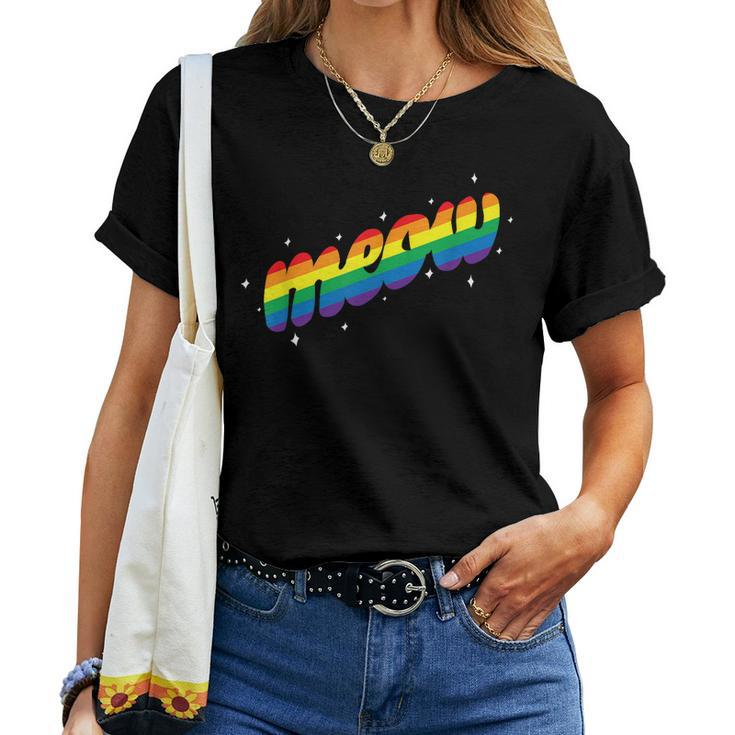 Meow Pride Lgbtq Equality Cat Daddy Cat Lover Rainbow Cats Women T-shirt