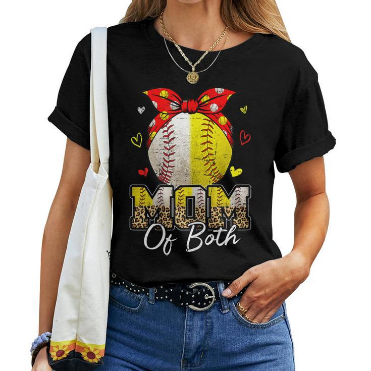 Womens Mom Of Both Baseball And Softball Mom Women T-shirt