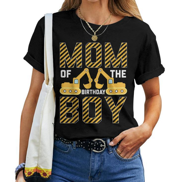 Mom Of The Birthday Boy Tractor Bulldozer Construction Party Women T-shirt