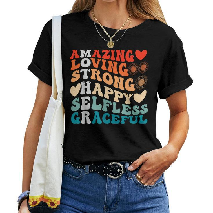 Mom Mama Groovy Vintage Retro Hippie Women T-shirt