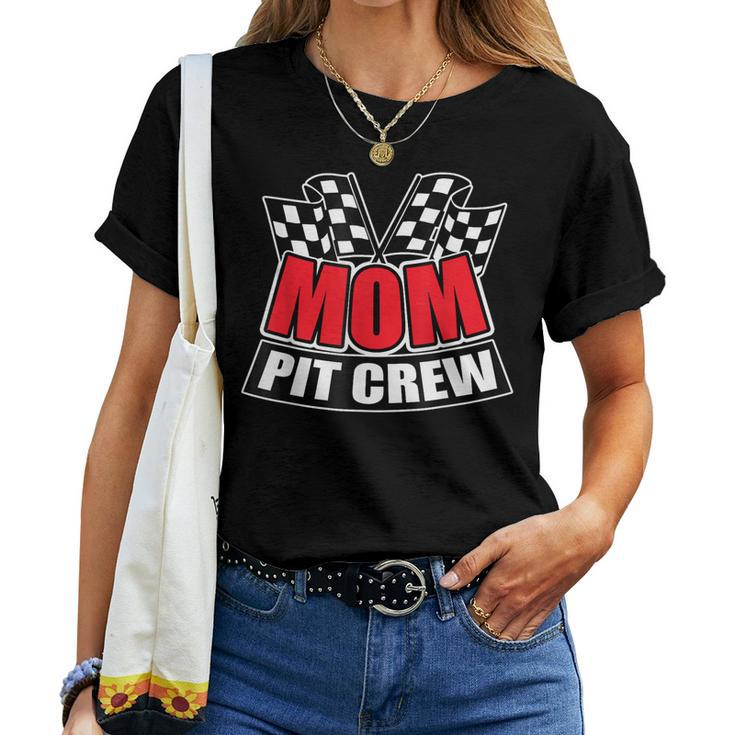 Mom Pit Crew Hosting Car Race Birthday Party Women T-shirt