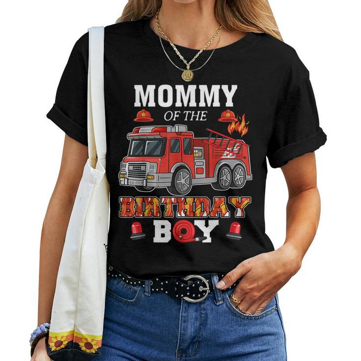 Mommy Of The Birthday Boy Firetruck Firefighter Party Women T-shirt