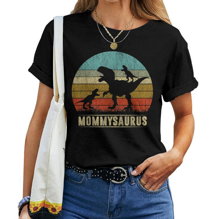 Mommy Dinosaur Mommysaurus 2 Two Kids Matching Family Women T-shirt