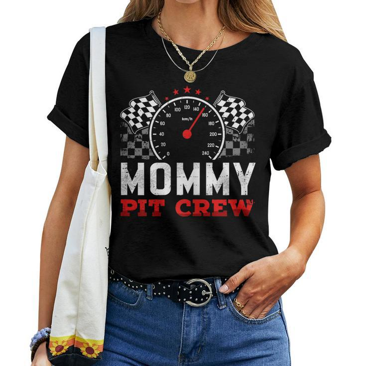 Womens Mommy Pit Crew Race Car Birthday Party Racing Family Women T-shirt
