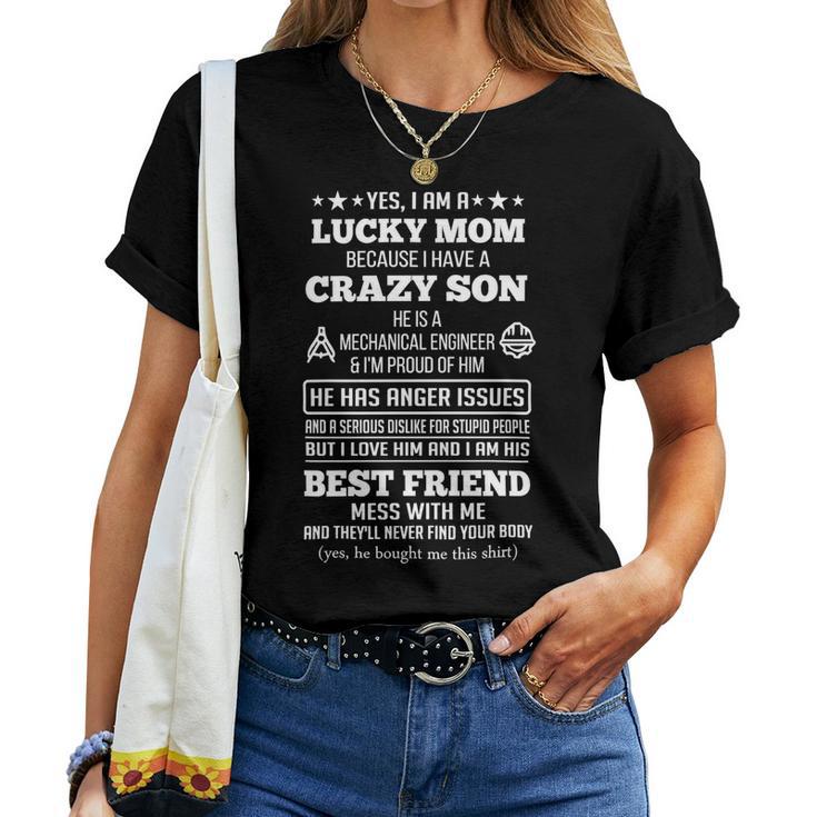 Mother Grandma Yes I Am A Lucky Mom Because I Have A Carzy Son 182 Mom Grandmother Women T-shirt Casual Daily Crewneck Short Sleeve Graphic Basic Unisex Tee