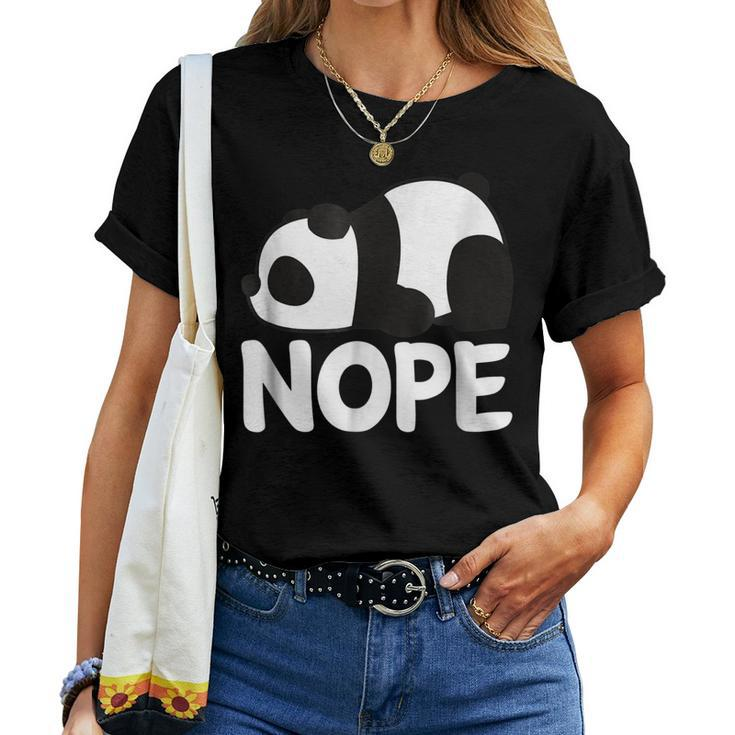 Nope Not Today Lazy Panda Animal Womens Girls Women T-shirt