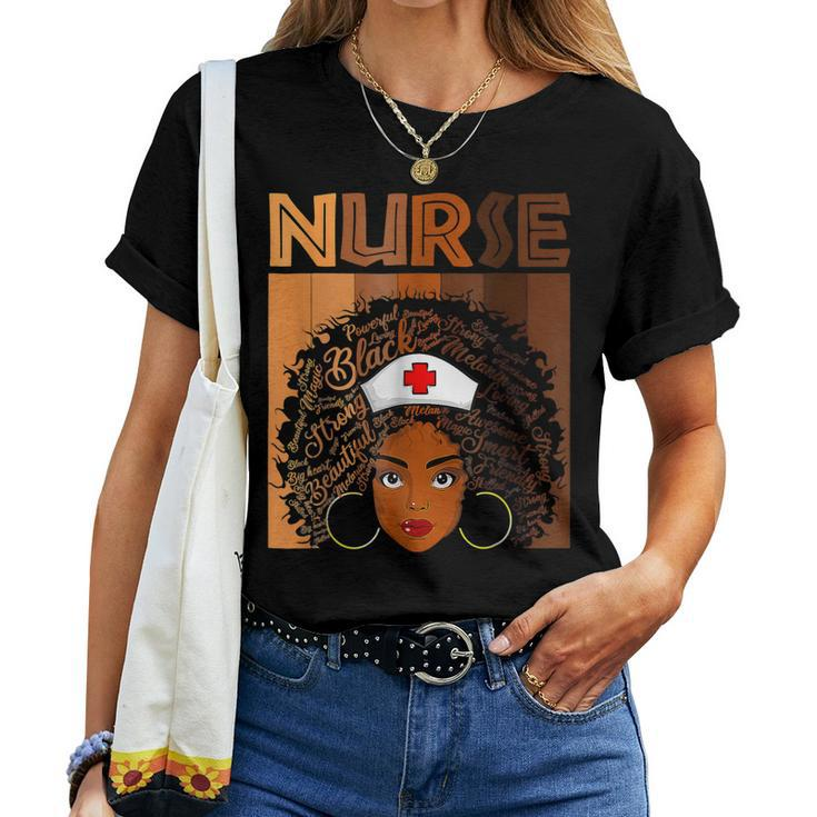Nurse Black Women Black History Month Afro African Pride Women T-shirt