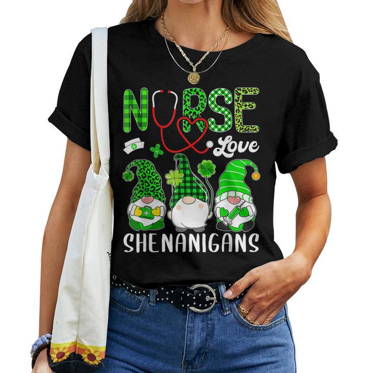 Nurse Love Shenanigans Funny Gnomes St Patricks Day Shamrock V2 Women T-shirt