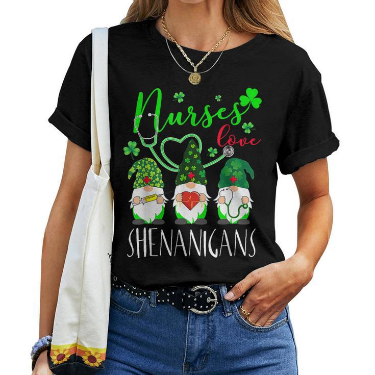 Nurses Love Shenanigans Funny Gnomes Nurse St Patricks Day V11 Women T-shirt