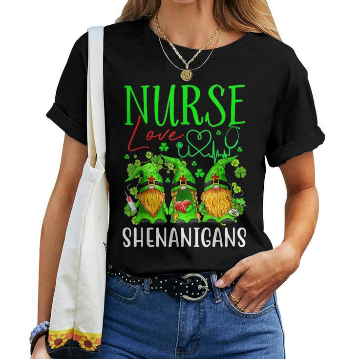 Nurses Love Shenanigans Funny Gnomes Nurse St Patricks Day V3 Women T-shirt