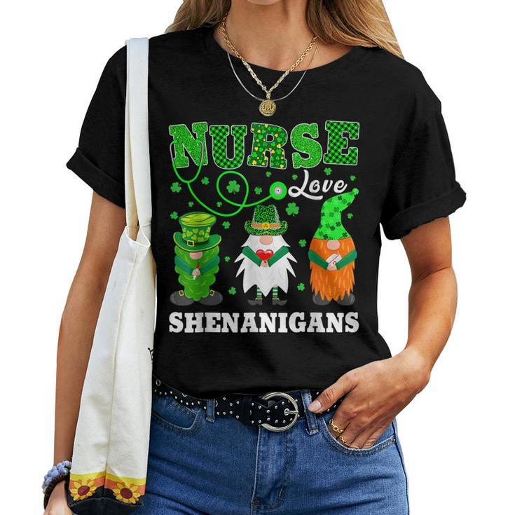Nurses Love Shenanigans Funny Gnomes Nurse St Patricks Day V5 Women T-shirt