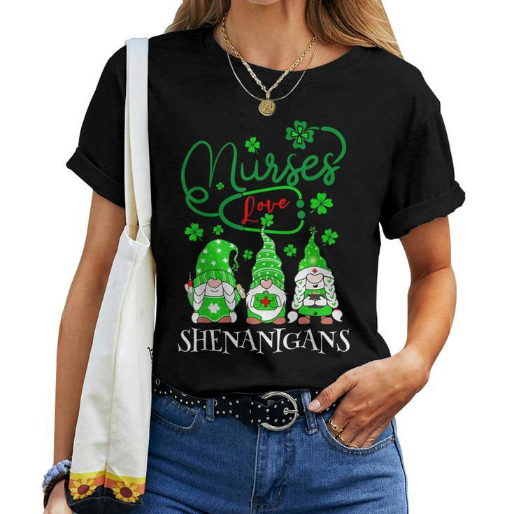 Nurses Love Shenanigans Gnomes Nurse St Patricks Day Women T-shirt