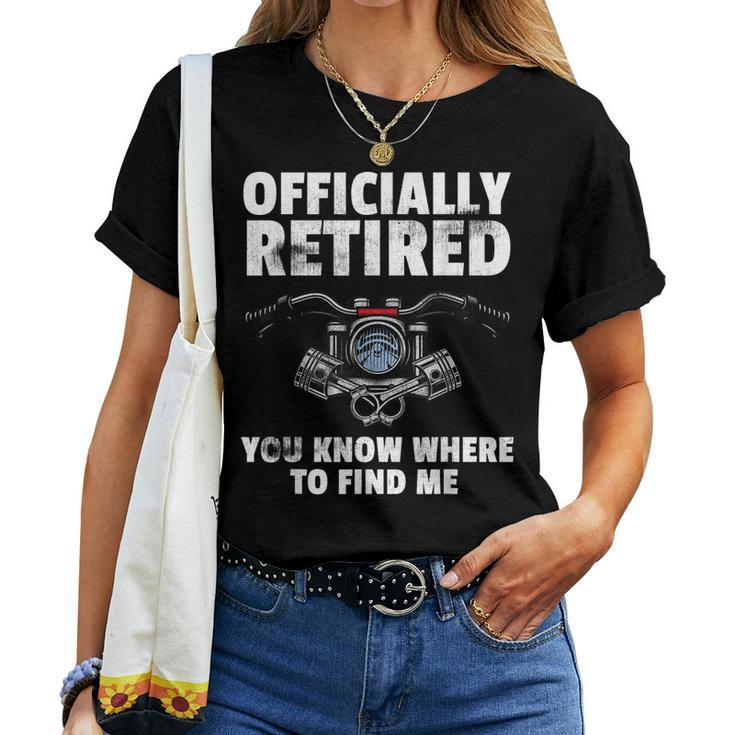 Officially Retired Men Motorcycle Motor Bike Women T-shirt