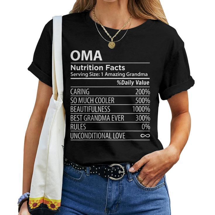 Oma Nutrition Facts Grandma Women T-shirt
