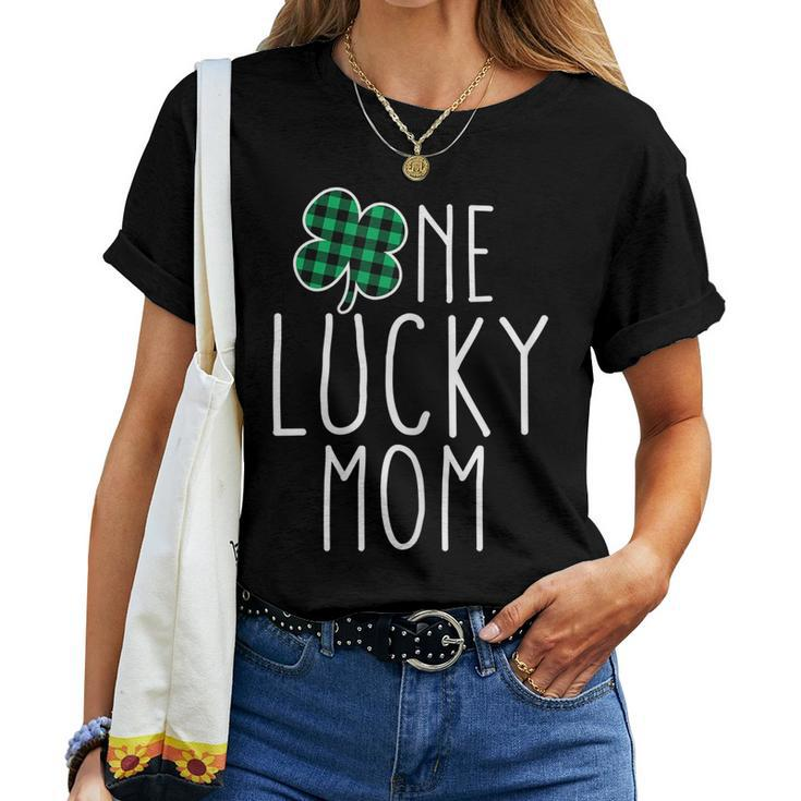 Womens One Lucky Mom St Paddys Day Shamrock Mama Shirt Women T-shirt