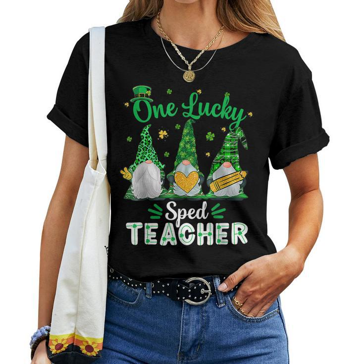 One Lucky Sped Teacher Gnome Shamrock St Patricks Day Women T-shirt