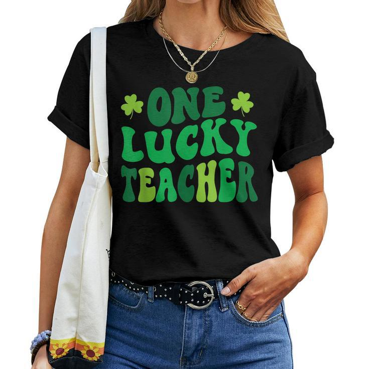 One Lucky Teacher Retro Vintage St Patricks Day Women T-shirt