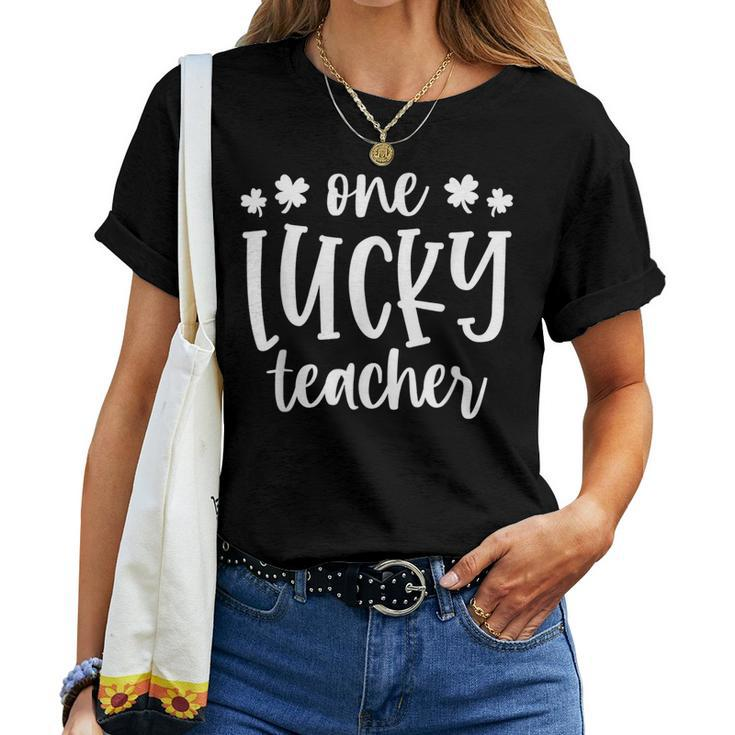 One Lucky Teacher Shamrock St Patricks Day Funny School Women T-shirt