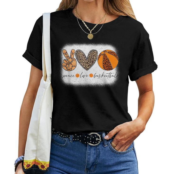 Peace Love Basketball Leopard Retro Mom Women T-shirt