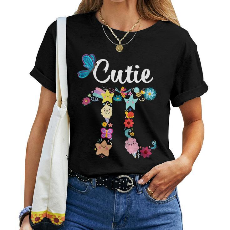Pi Day Cutie Pi Math Pie Butterfly Flower Girls Kids Women T-shirt