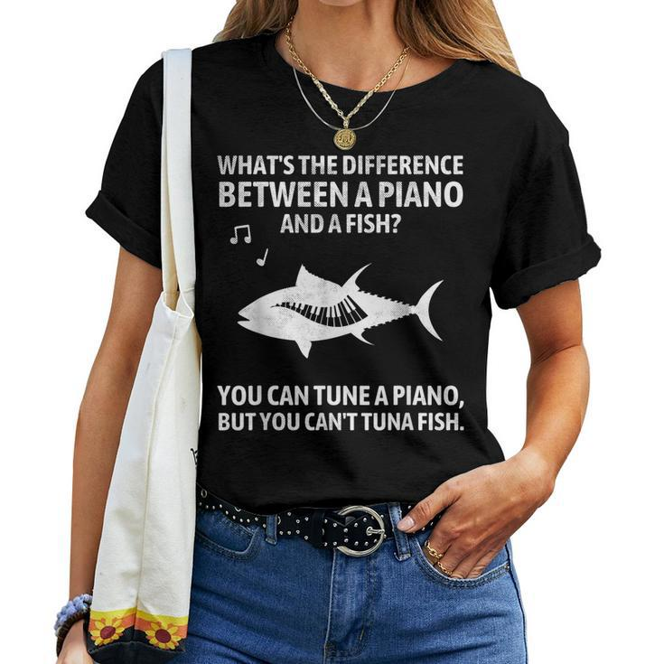 Piano Tuna Fish Music Sarcastic Joke Women T-shirt