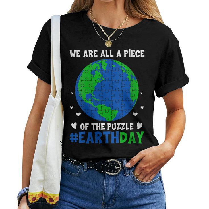 Womens We Are All Piece Of The Puzzle Retro Planet Earth Day 2023 Women T-shirt