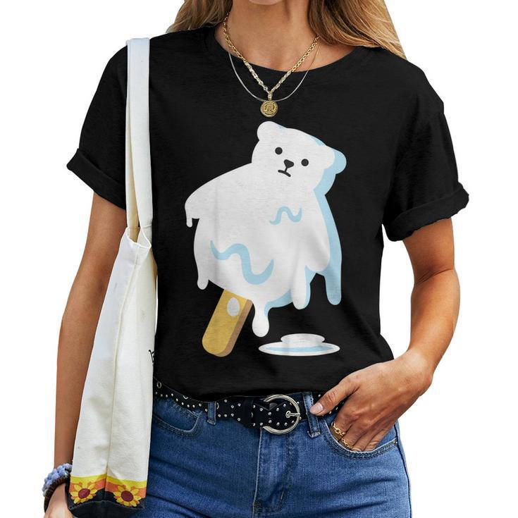 Polar Bear Ice Popsicle Melt Earth Day Teacher Shirt Women T-shirt