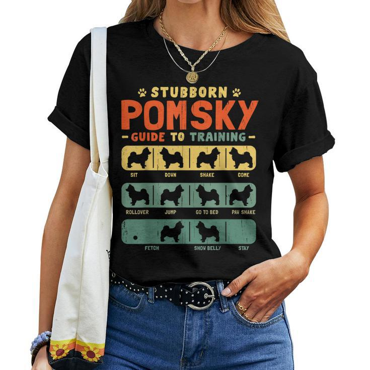 Pomsky Mom Dad Stubborn Vintage Tricks Women T-shirt