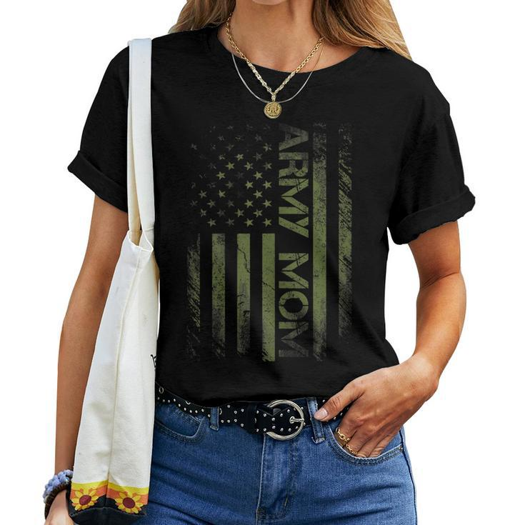 Proud Army Mom Pride Military Mother American Flag Women T-shirt
