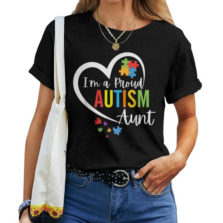 Im A Proud Autism Aunt Love Heart Autism Awareness Puzzle Women T-shirt