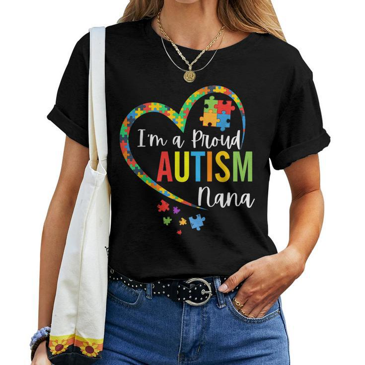 Im A Proud Autism Nana Love Heart Autism Awareness Puzzle Women T-shirt