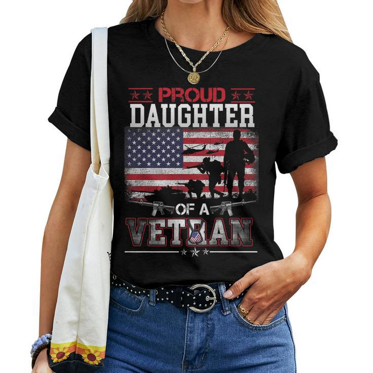 Proud Daughter Of A Veteran Usa Flag Military Veterans Day  Women T-shirt