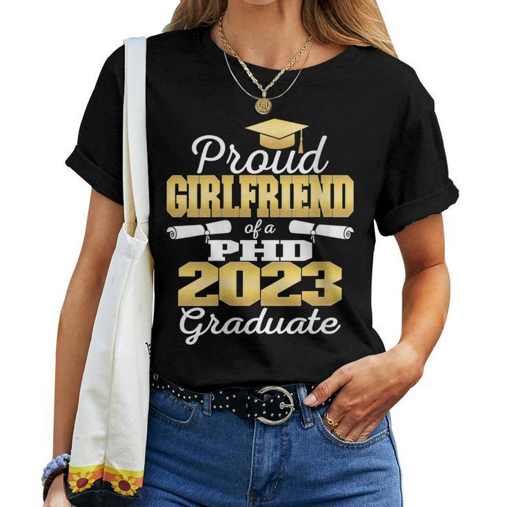 Womens Proud Girlfriend Class Of 2023 Phd Graduate Doctorate Women T-shirt