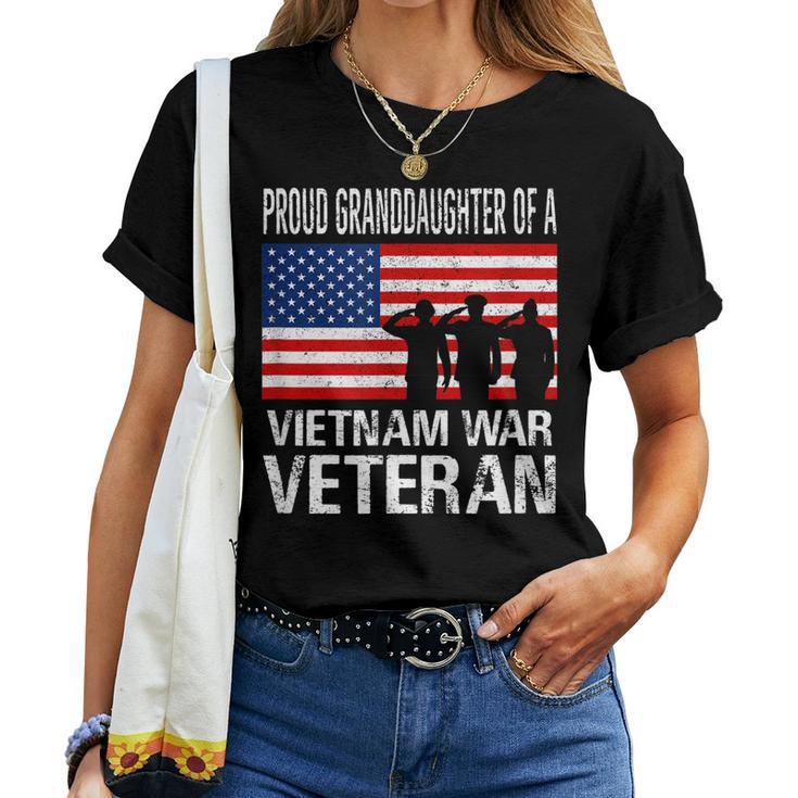 Proud Granddaughter Vietnam War Veteran Matching Grandfather Women T-shirt