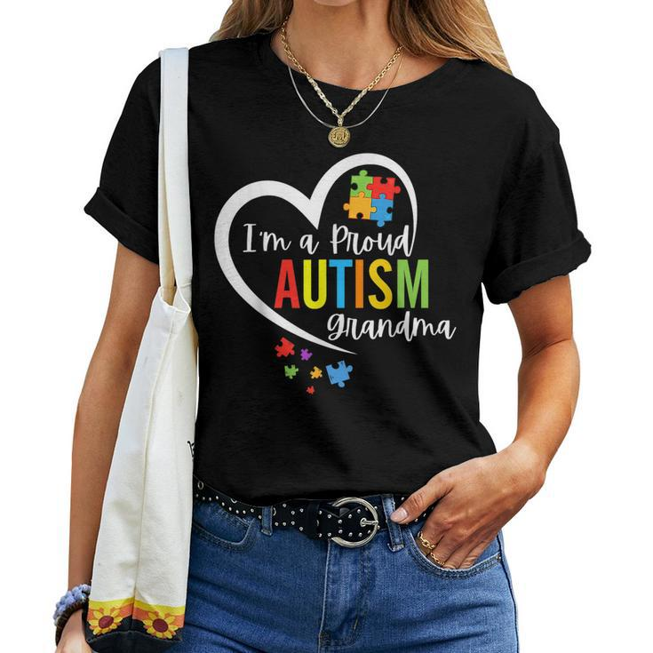 Im A Proud Grandma Love Heart Autism Awareness Puzzle Women T-shirt