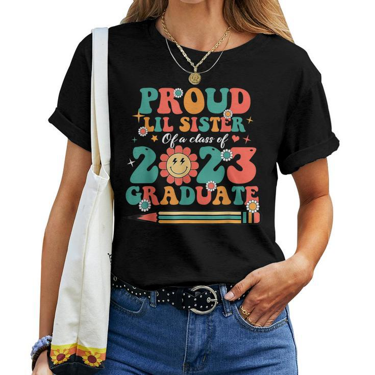 Proud Lil Sister Of A Class Of 2023 Graduate Senior 23 Retro Women T-shirt