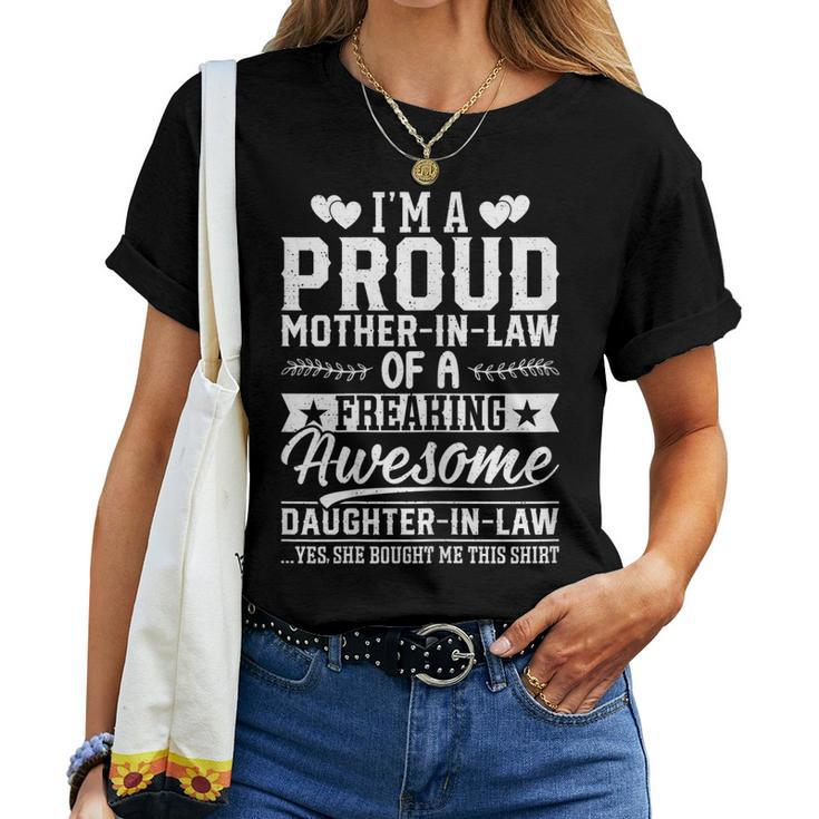 Womens Im A Proud Mother-In-Law Of An Awesome Daughter-In-Law Women T-shirt Casual Daily Basic Unisex Tee