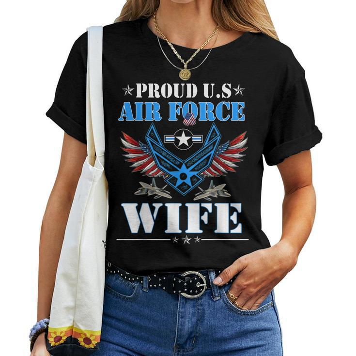 Proud Wife Us Air Force Veteran Day Military Family Women T-shirt